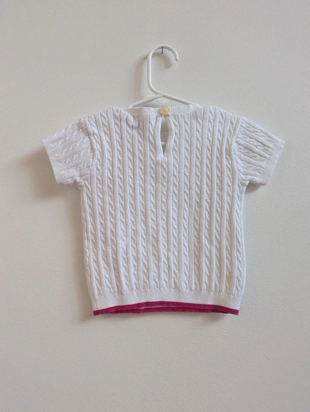 Ralph Lauren Sweater 4T Girls Cable Knit Short Sleeve White